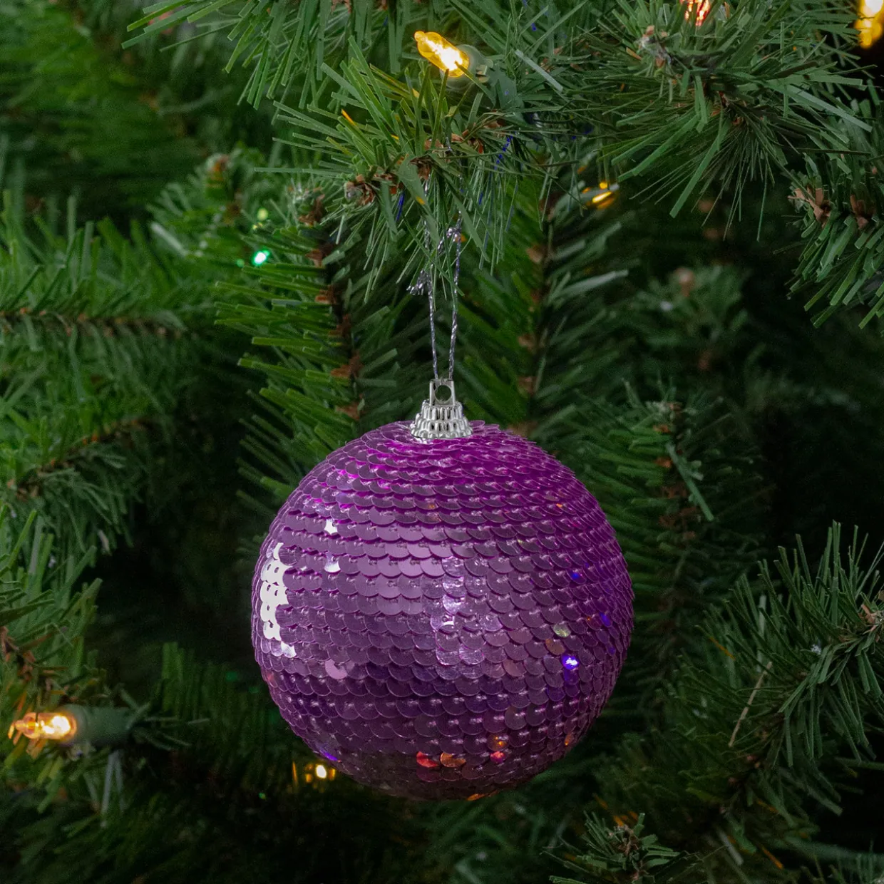 3" Magenta Pink Sequin Shatterproof Ball Christmas Ornament