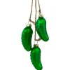 8.5" Matte Green Christmas Pickle Trio Cluster Ornament