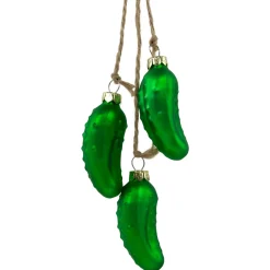 8.5" Matte Green Christmas Pickle Trio Cluster Ornament