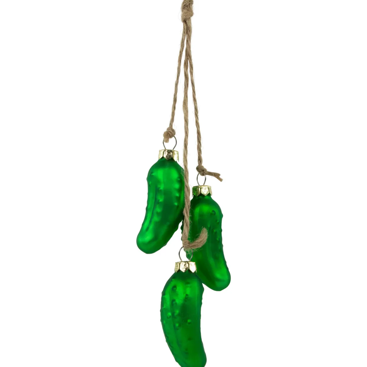 8.5" Matte Green Christmas Pickle Trio Cluster Ornament