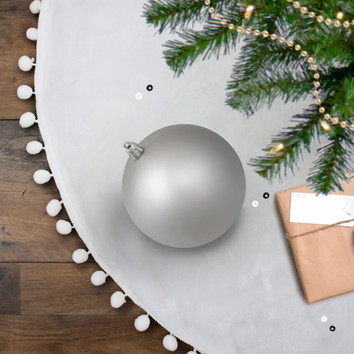 4" Matte Silver Shatterproof Christmas Ball Ornament (100mm)