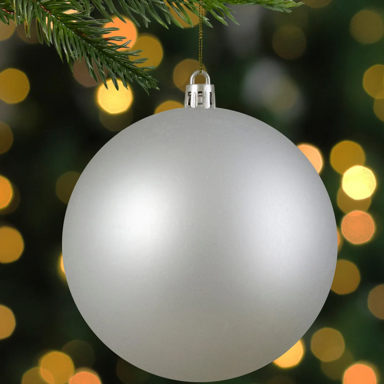 4" Matte Silver Shatterproof Christmas Ball Ornament (100mm)