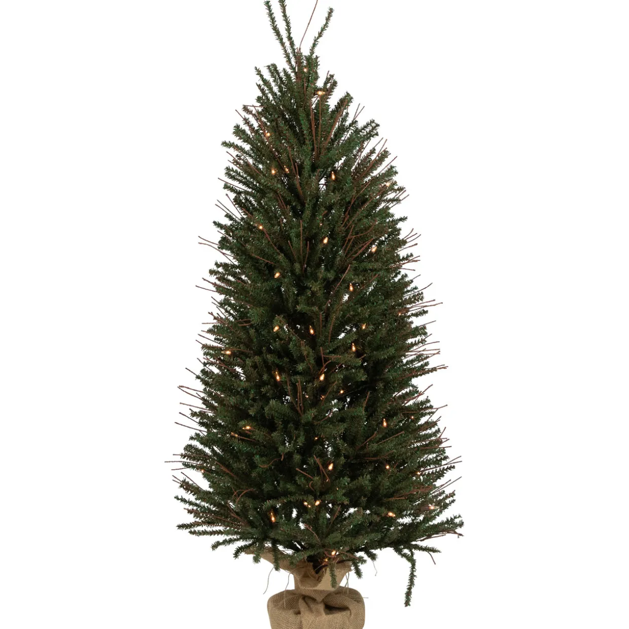 4' Medium Warsaw Twig Artificial Christmas Tree in Burlap Base - Clear Lights