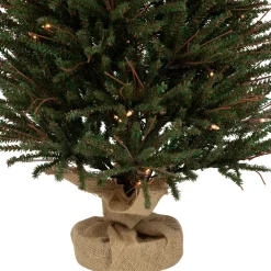 4' Medium Warsaw Twig Artificial Christmas Tree in Burlap Base - Clear Lights