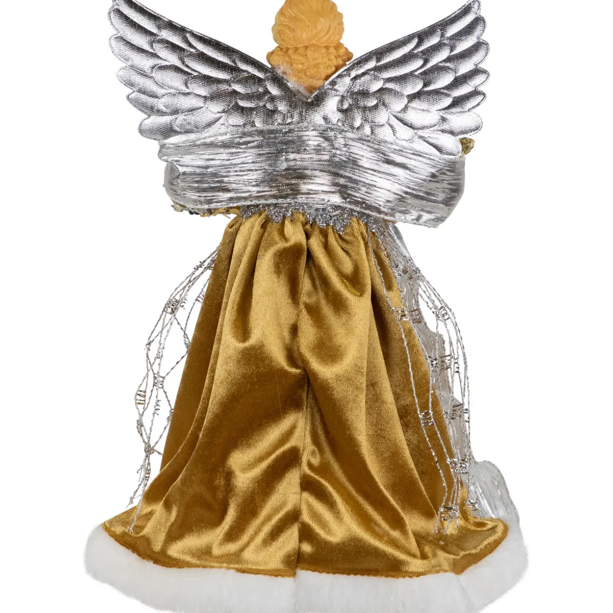 12" Metallic Bronze and Silver Sequined Angel Christmas Tree Topper, Unlit