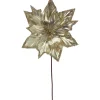 24" Metallic Champagne Gold Glittered Poinsettia Christmas Stem Spray