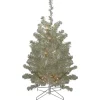 3' Metallic Platinum Artificial Tinsel Christmas Tree - Clear Lights