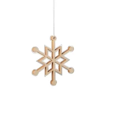 4" Mirrored Rustic Wooden Snowflake Christmas Ornament