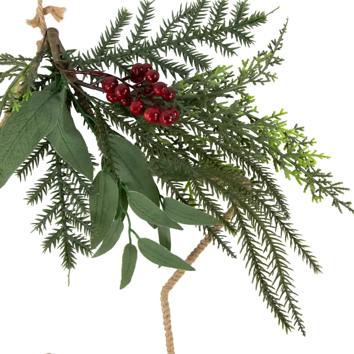 11" Mixed Foliage and Berries Star Hanging Christmas Tree Ornament