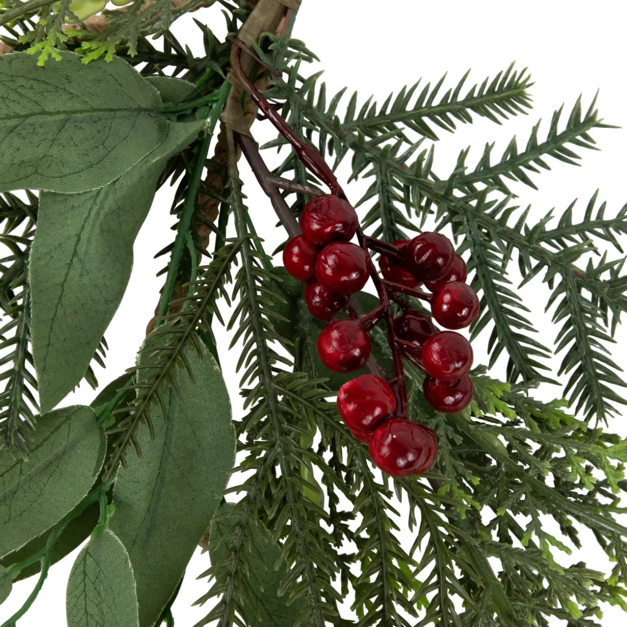 11" Mixed Foliage and Berries Star Hanging Christmas Tree Ornament