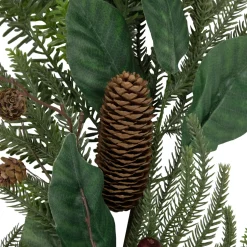 6' Mixed Foliage with Pine Cones and Berries Christmas Garland, Unlit