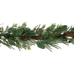 6' Mixed Foliage with Pine Cones and Berries Christmas Garland, Unlit