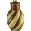 11" Mocha Brown and Gold 2-Finish Striped Shatterproof Christmas Light Bulb Ornament