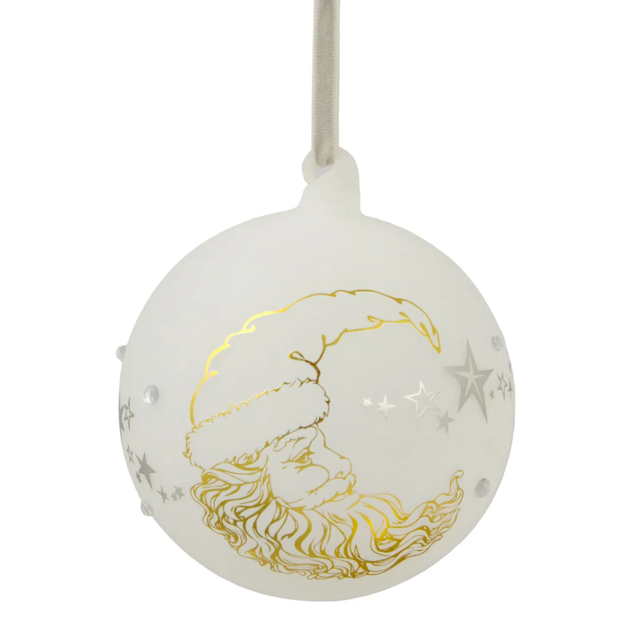 4.5" Moon Santa 'Dreams Come True' Frosted Glass Christmas Ornament