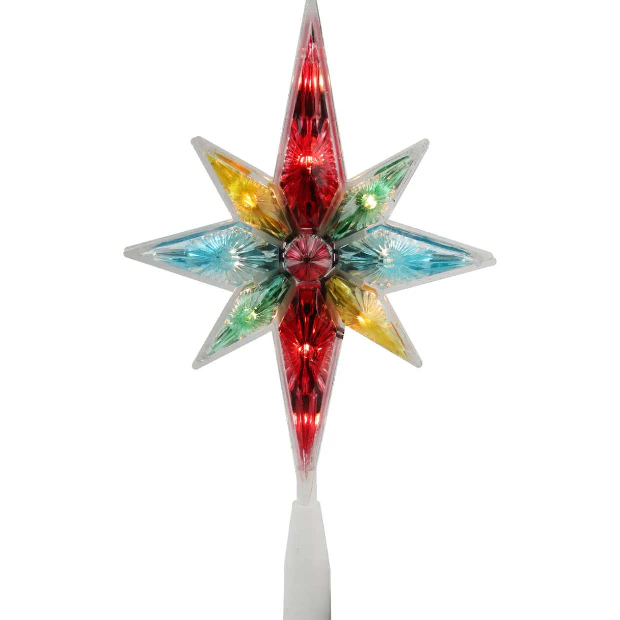 10.75" Multi Colored Faceted Star of Bethlehem Christmas Tree Topper- Clear Lights