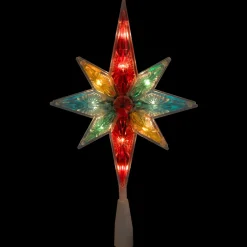 10.75" Multi Colored Faceted Star of Bethlehem Christmas Tree Topper- Clear Lights