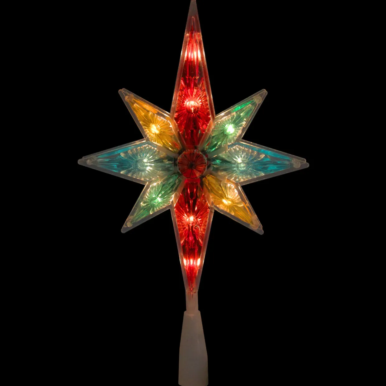 10.75" Multi Colored Faceted Star of Bethlehem Christmas Tree Topper- Clear Lights