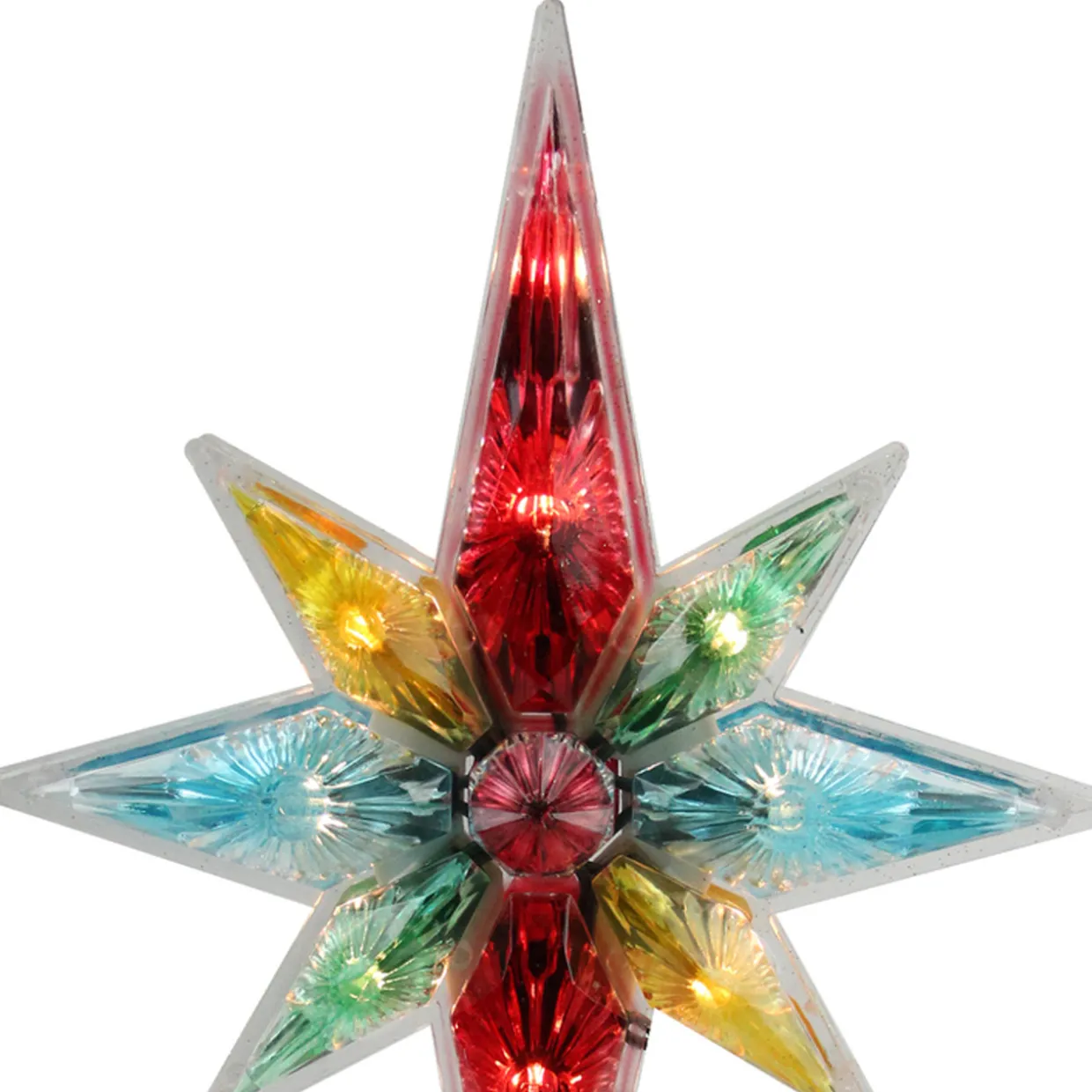 10.75" Multi Colored Faceted Star of Bethlehem Christmas Tree Topper- Clear Lights