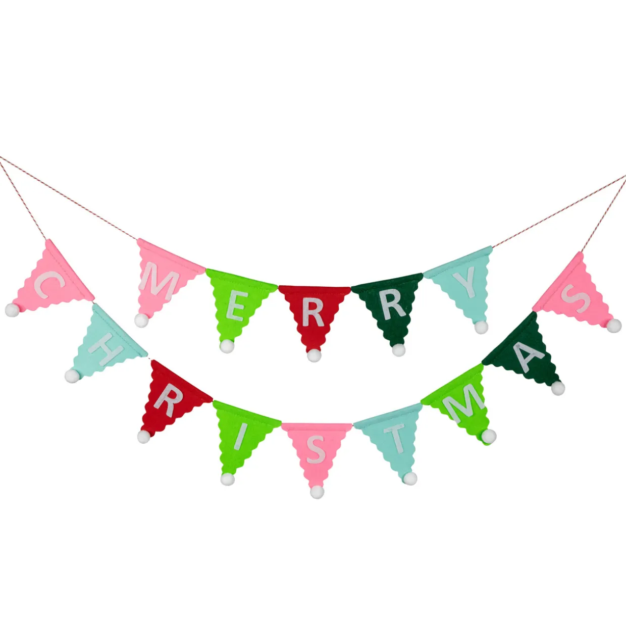 45" Multi "Merry Christmas" Triangles Banner Garland - Unlit