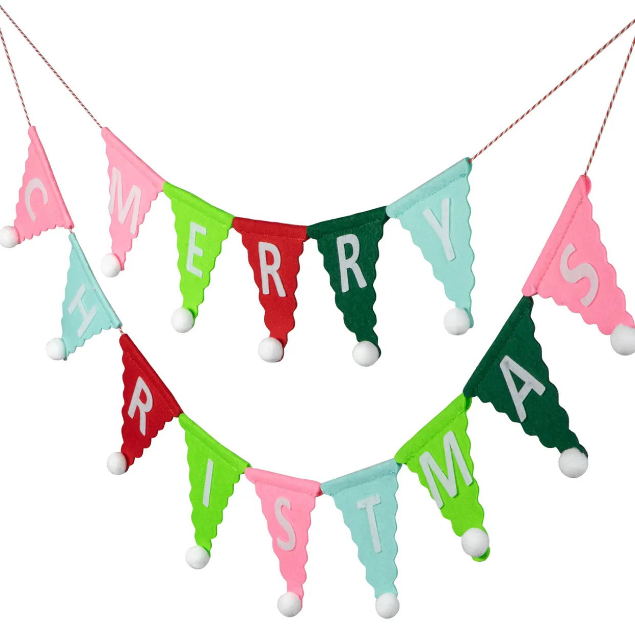 45" Multi "Merry Christmas" Triangles Banner Garland - Unlit