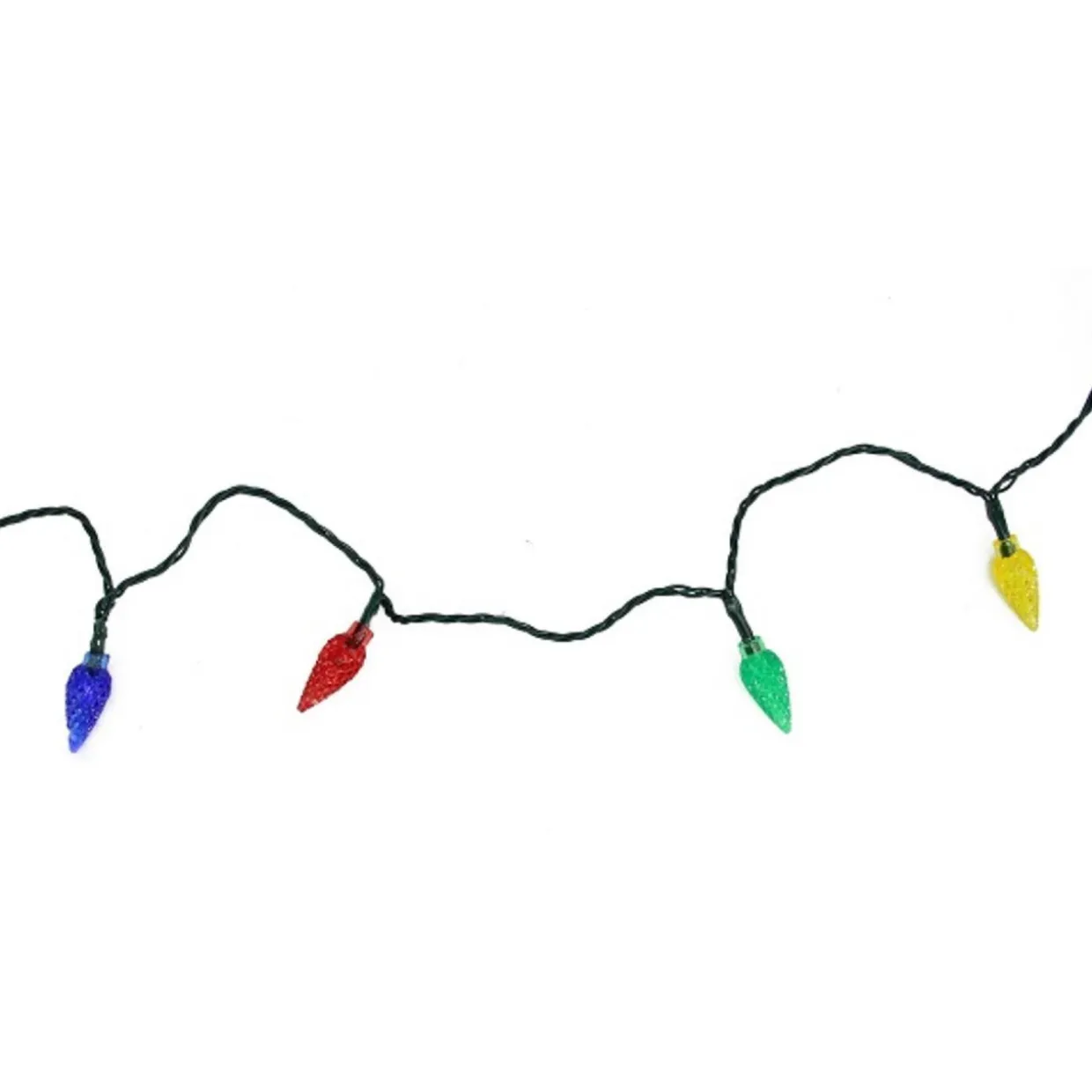 10 Multi-Color Faceted C6 LED Christmas Lights - 3.9 ft Green Wire