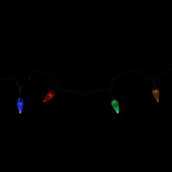 10 Multi-Color Faceted C6 LED Christmas Lights - 3.9 ft Green Wire