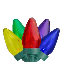 50 Multi-Color LED C7 Mini Christmas Lights, 20.25 ft Green Wire
