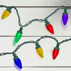 50 Multi-Color LED C7 Mini Christmas Lights, 20.25 ft Green Wire