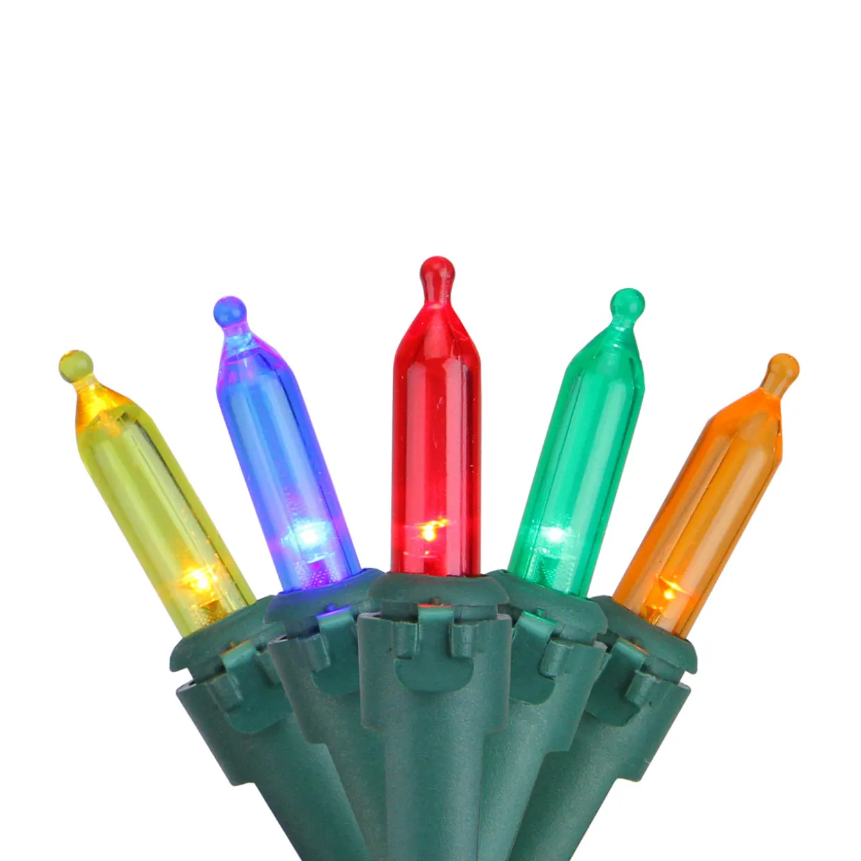 50 Multi-Color LED Mini Christmas Lights - 16.25 ft Green Wire