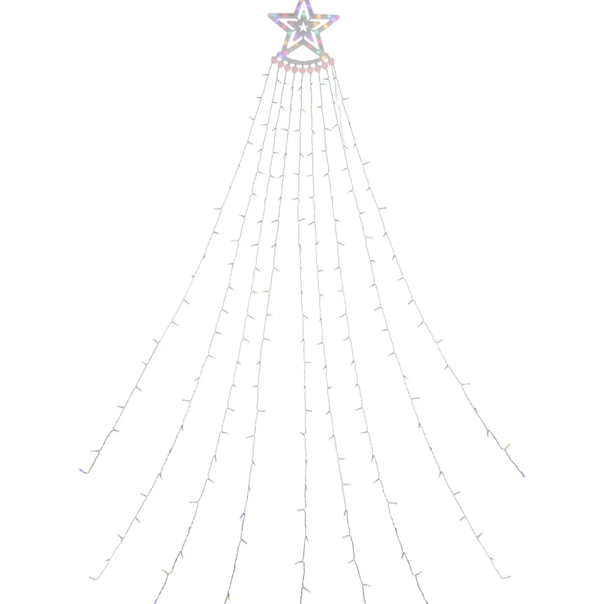 12.5' Multicolor LED Waterfall Light Tree and Tree Topper Outdoor Christmas Decoration