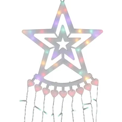 12.5' Multicolor LED Waterfall Light Tree and Tree Topper Outdoor Christmas Decoration