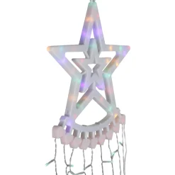 12.5' Multicolor LED Waterfall Light Tree and Tree Topper Outdoor Christmas Decoration