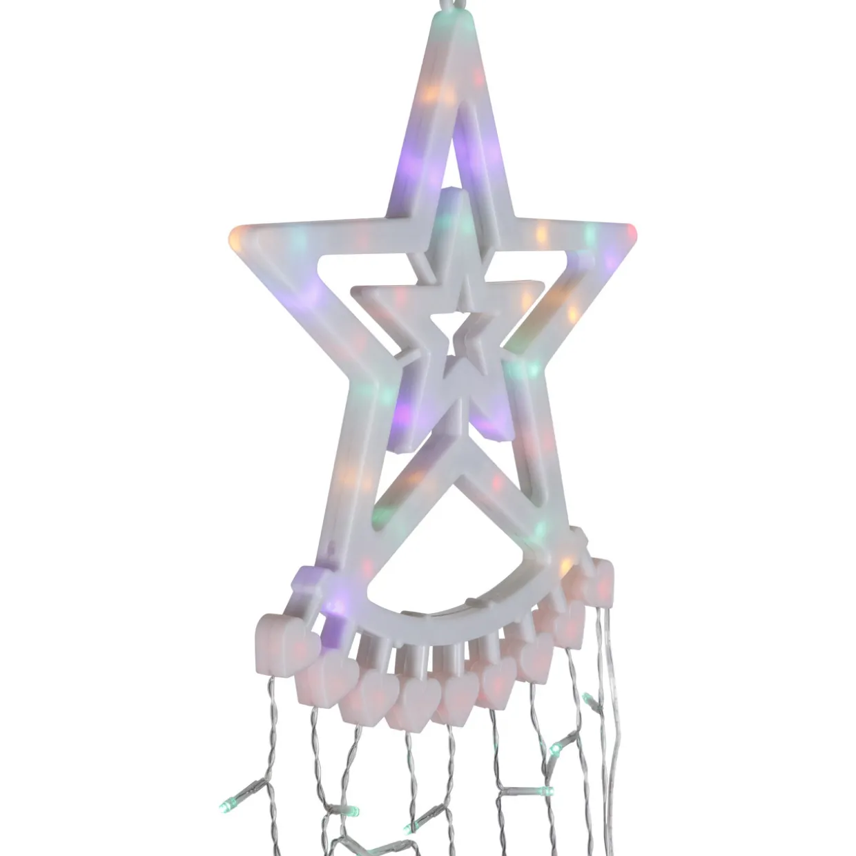 12.5' Multicolor LED Waterfall Light Tree and Tree Topper Outdoor Christmas Decoration