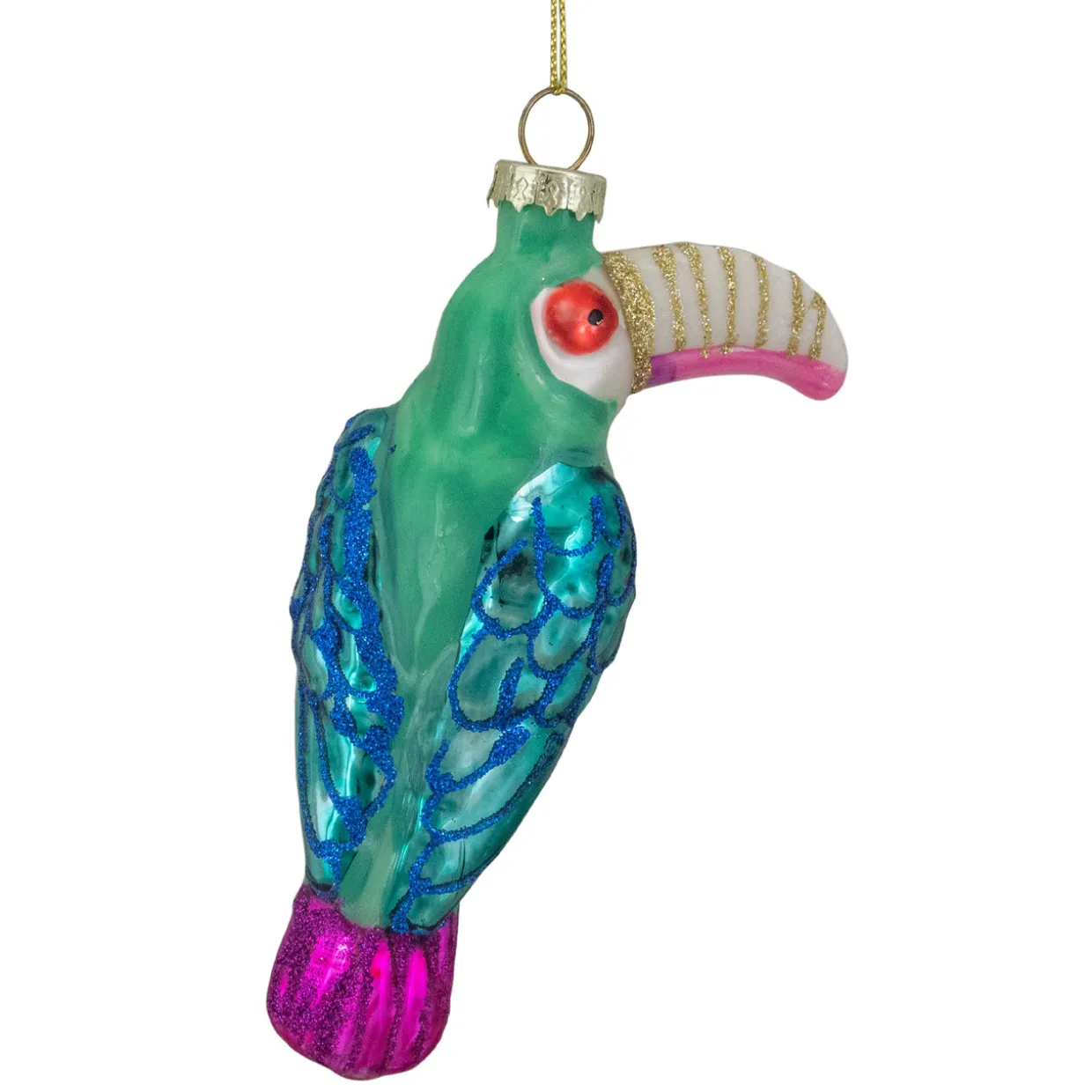 4.75" Multi-Colored Glass Toucan Christmas Ornament