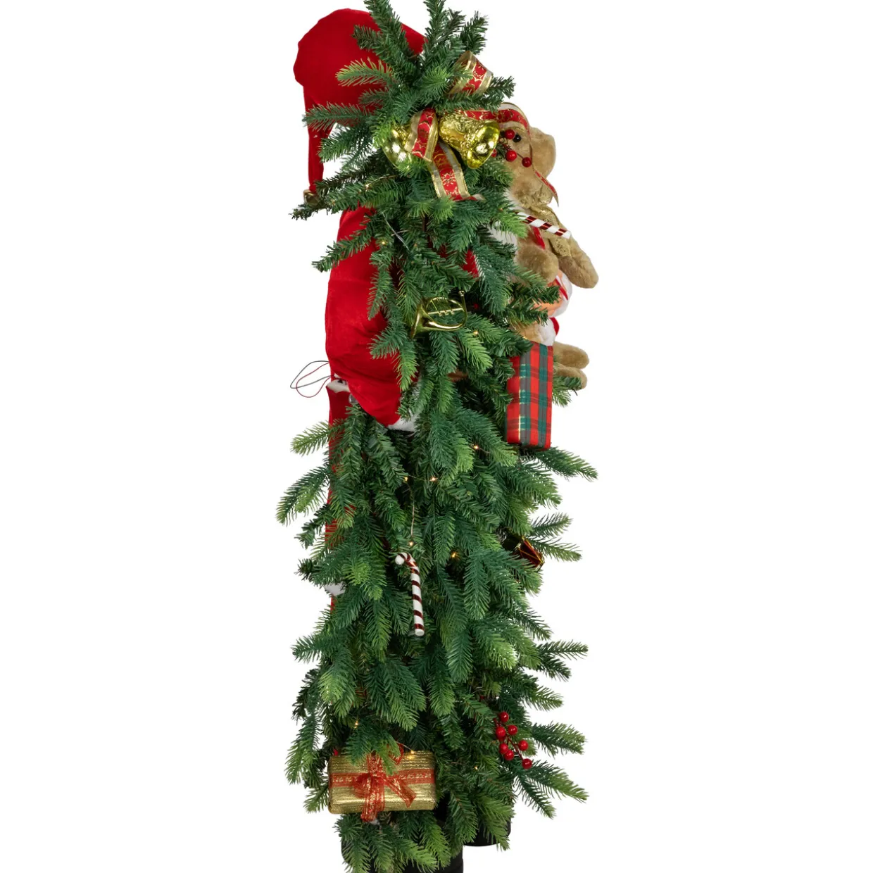 48" Musical Santa Claus with Lighted Christmas Tree and Teddy Bear Standing Christmas Figure