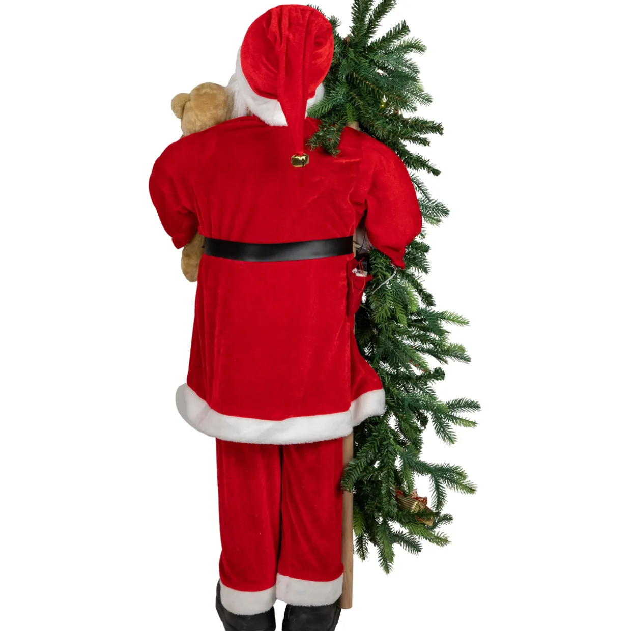 48" Musical Santa Claus with Lighted Christmas Tree and Teddy Bear Standing Christmas Figure