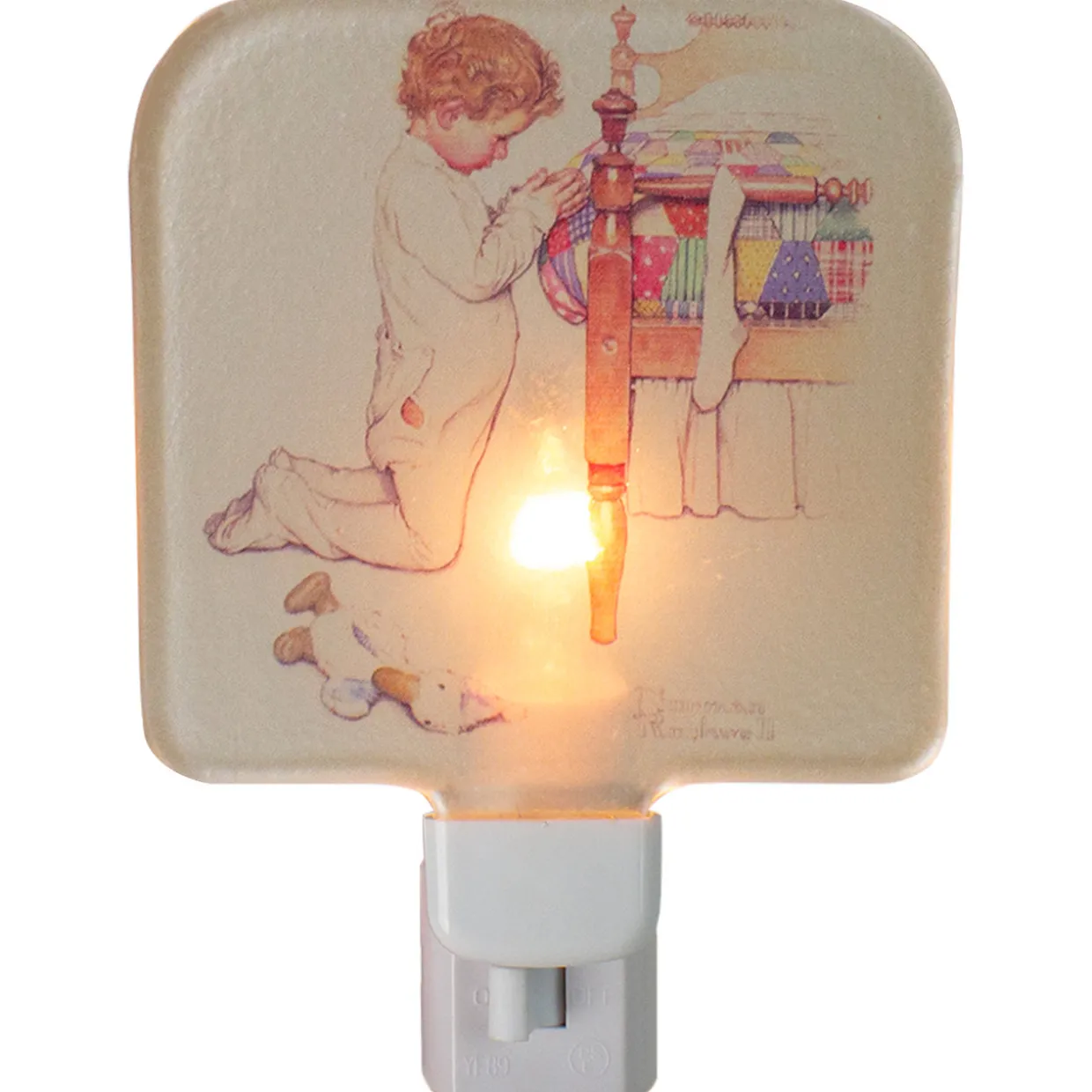 6" Norman Rockwell 'A Christmas Prayer' Glass Night Light