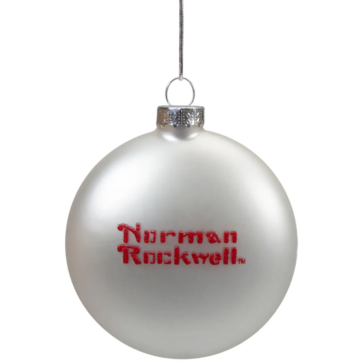 3" Norman Rockwell 'Bringing Home The Tree' Glass Christmas Disc Ornament
