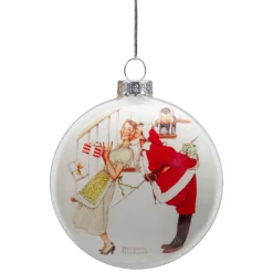 3" Norman Rockwell 'Christmas Surprise' Glass Disc Ornament