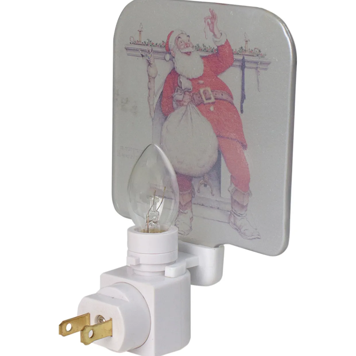 6" Norman Rockwell 'Filling the Stocking' Glass Christmas Night Light