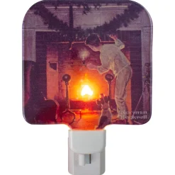 6" Norman Rockwell 'Is He Coming' Glass Christmas Night Light