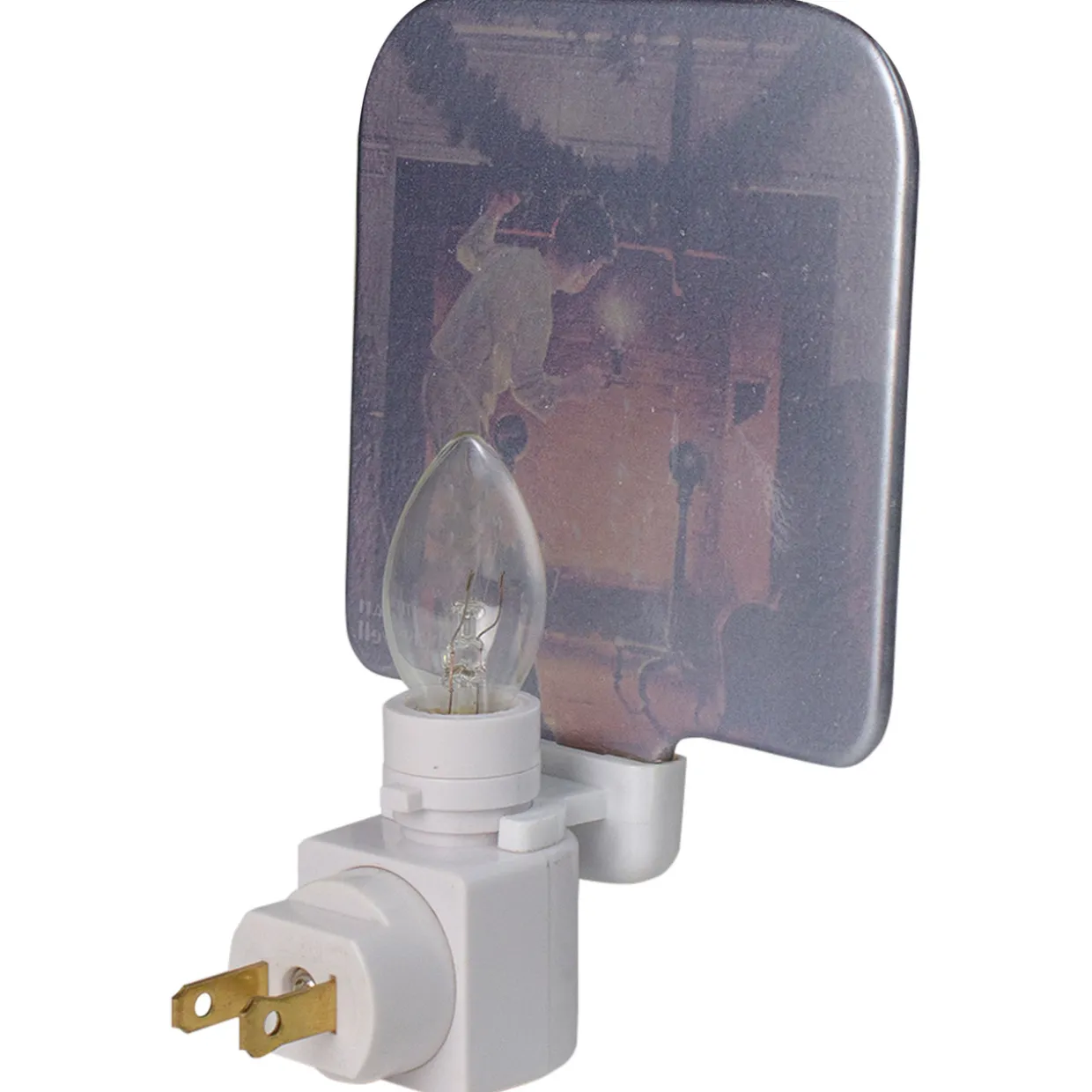 6" Norman Rockwell 'Is He Coming' Glass Christmas Night Light