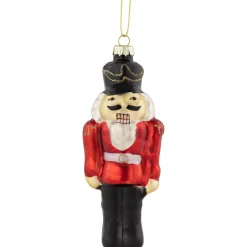 5" Nutcracker Soldier Glass Hanging Christmas Ornament
