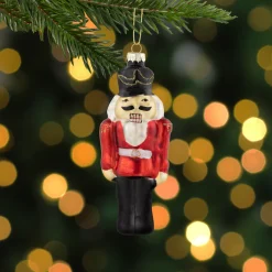 5" Nutcracker Soldier Glass Hanging Christmas Ornament
