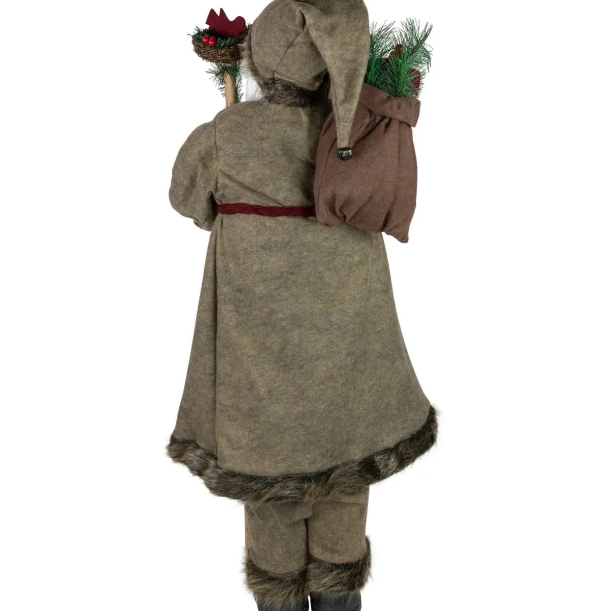 48" Olive Green Santa Claus with Gift Bag Standing Christmas Figure
