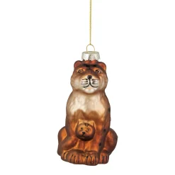 4" Orange and Black Glass Lion Christmas Ornament