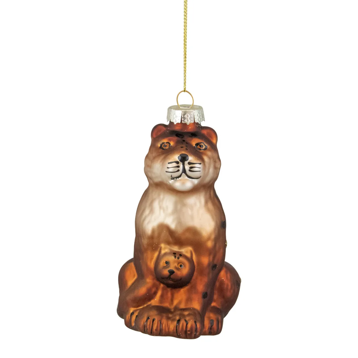 4" Orange and Black Glass Lion Christmas Ornament
