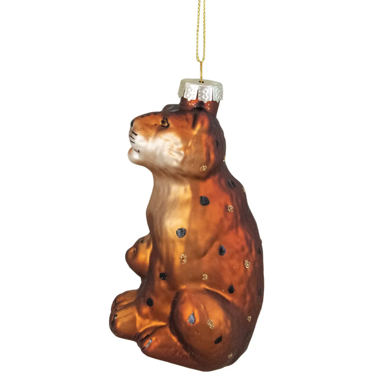 4" Orange and Black Glass Lion Christmas Ornament