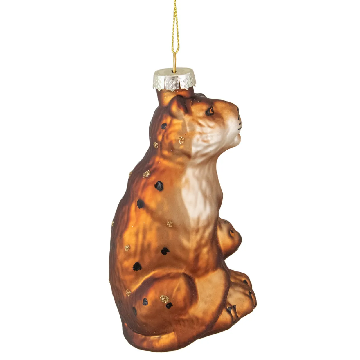 4" Orange and Black Glass Lion Christmas Ornament