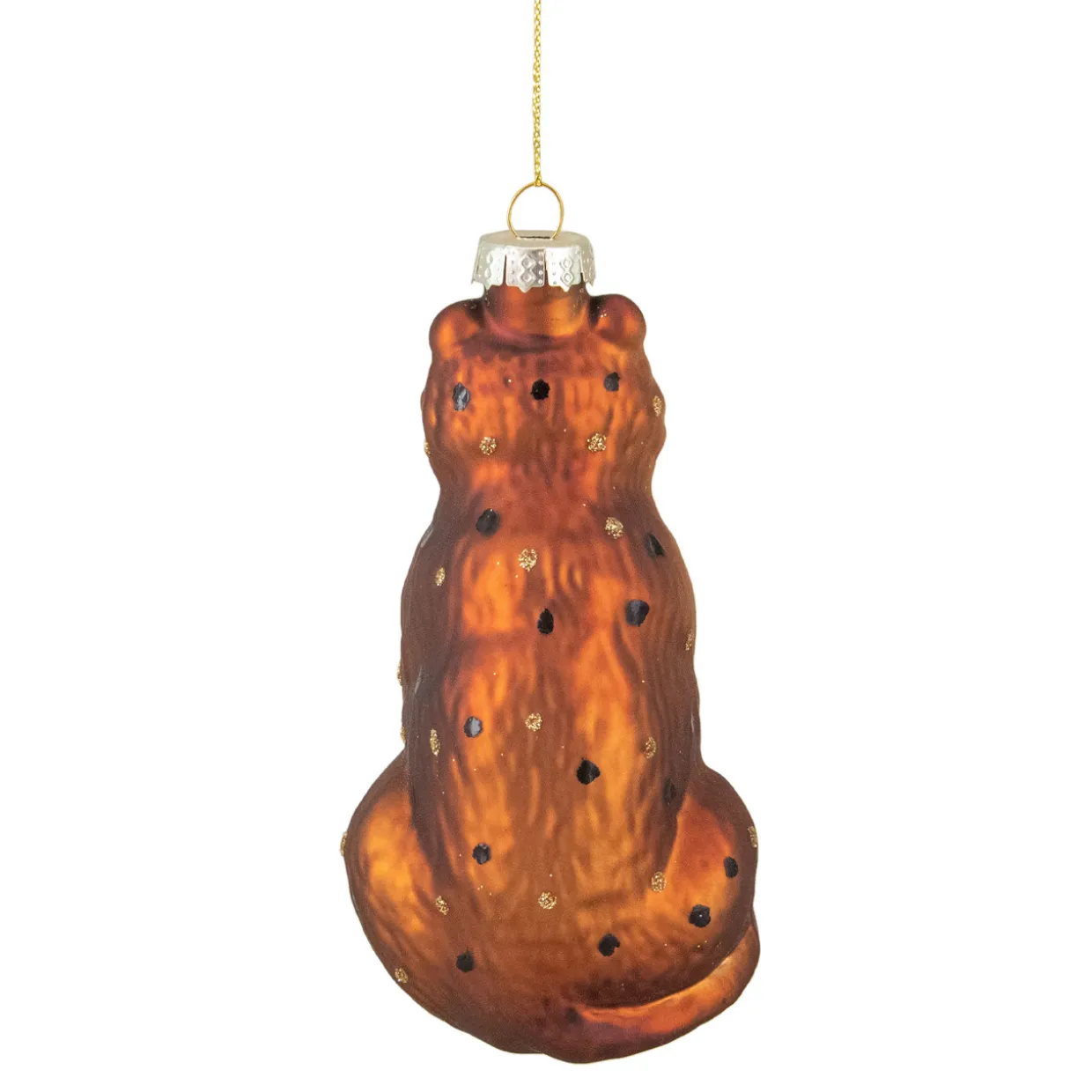 4" Orange and Black Glass Lion Christmas Ornament